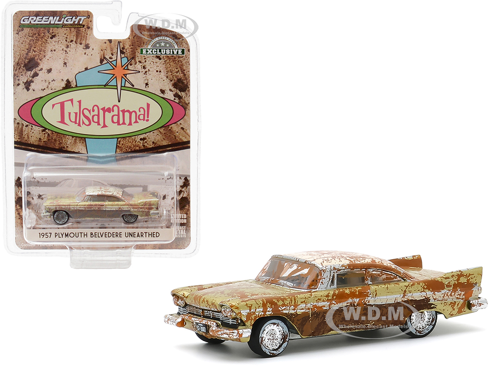 Image of 1957 Plymouth Belvedere (Unearthed) Desert Gold with Sand Dune White Top Tulsa Oklahoma "Tulsarama" Underground Vault (2007) "Hobby Exclusive" 1/64 D
