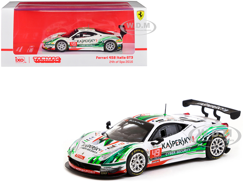 Ferrari 458 Italia GT3 49 Rui Aguas - Stephane Lemeret - Alexander Moiseev - Davide Rizzo 24 Hours Of Spa (2016) Hobby64 Series 1/64 Diecast Mode