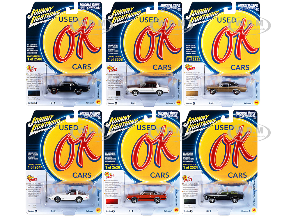 Muscle Cars USA 2023 Set A of 6 pieces Release 1 OK Used Cars 1/64 Diecast Model Cars by Johnny Lightning