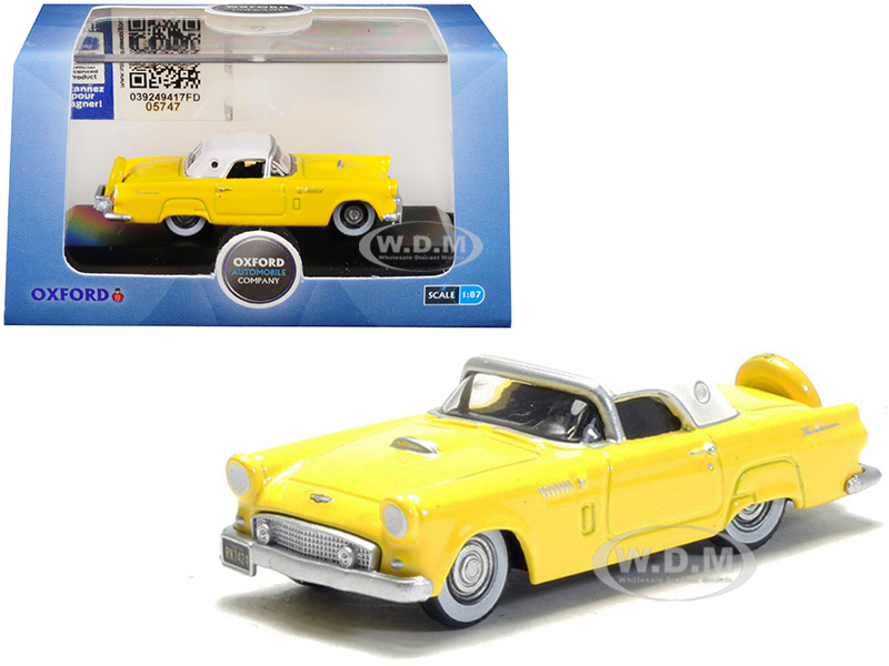 1956 Ford Thunderbird Goldenglow Yellow With Colonial White Top 1/87 (ho) Scale Diecast Model Car By Oxford Diecast
