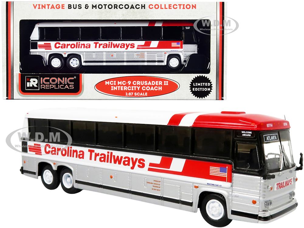 1980 MCI MC-9 Crusader II Intercity Coach Bus Atlanta Carolina Trailways Vintage Bus & Motorcoach Collection 1/87 (HO) Diecast Model by Iconic Replicas