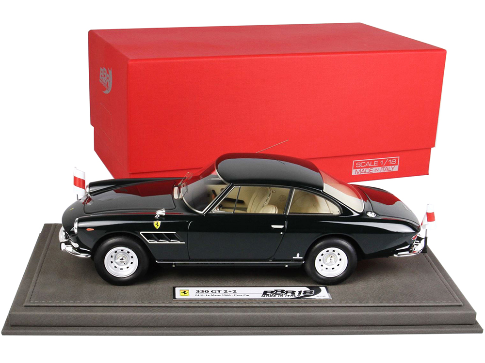 Ferrari 330 GT 2+2 Series Pace Car Black 24 Hours of Le Mans (1966) with DISPLAY CASE Limited Edition to 199 pieces Worldwide 1/18 Model Car by BBR