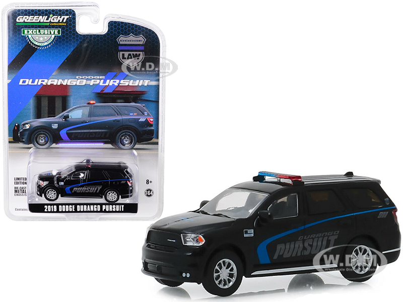 2019 Dodge Durango Pursuit Police Suv Black "hobby Exclusive" 1/64 Diecast Model Car By Greenlight