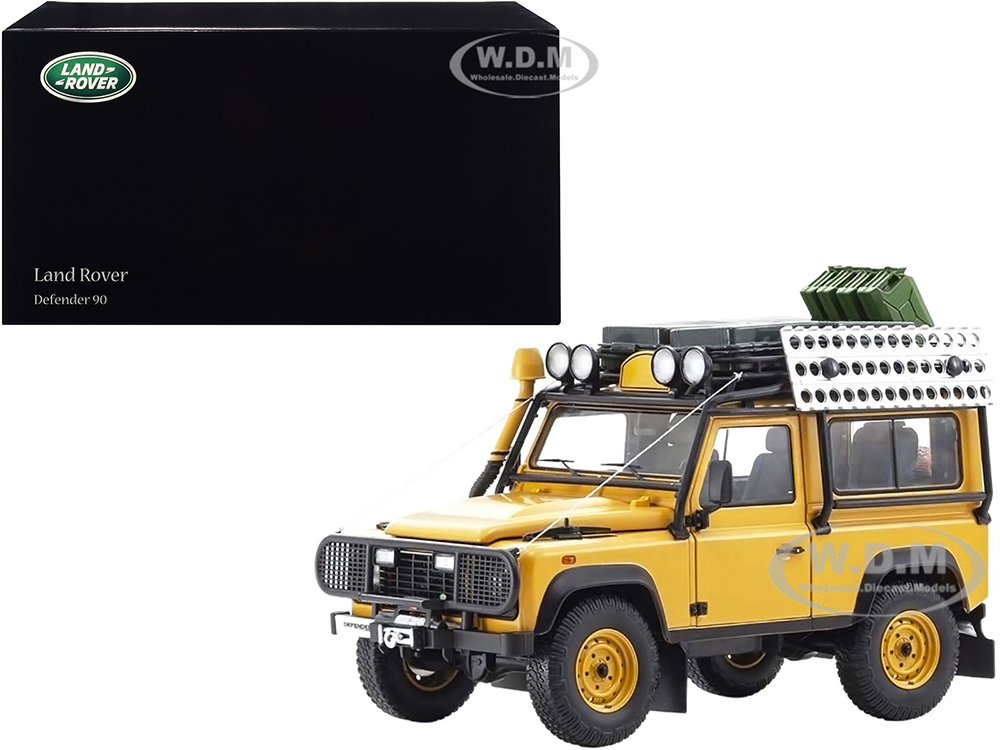Land Rover Defender 90 Yellow with Roof Rack and Accessories 1/18 Diecast Model Car by Kyosho