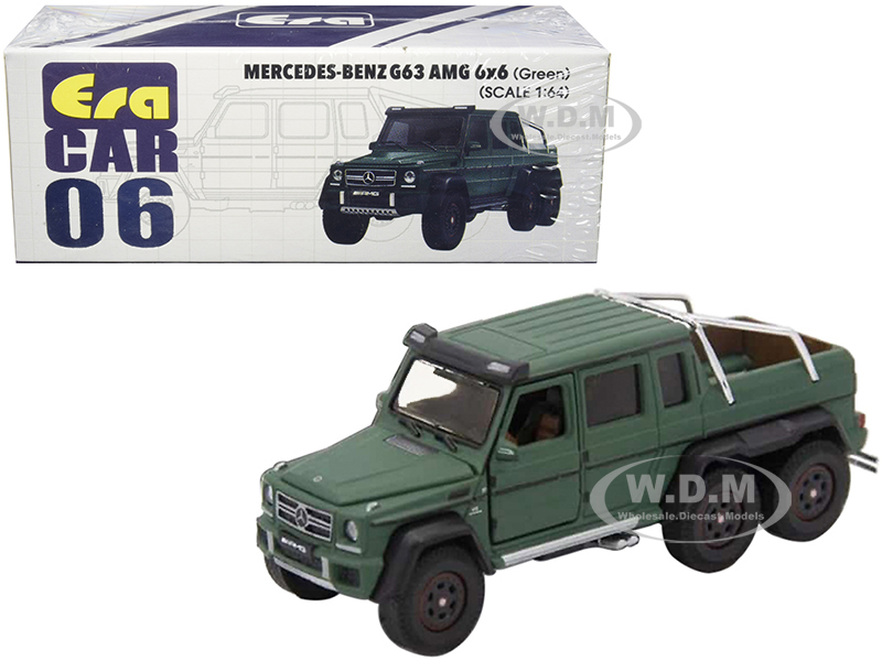 Image of Mercedes Benz G63 AMG 6x6 Pickup Truck Green 1/64 Diecast Model Car by Era Car
