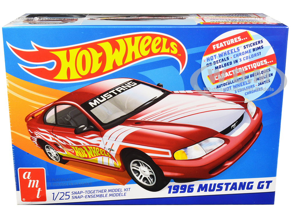 Skill 1 Snap Model Kit 1996 Ford Mustang GT "Hot Wheels" 1/25 Scale Model by AMT