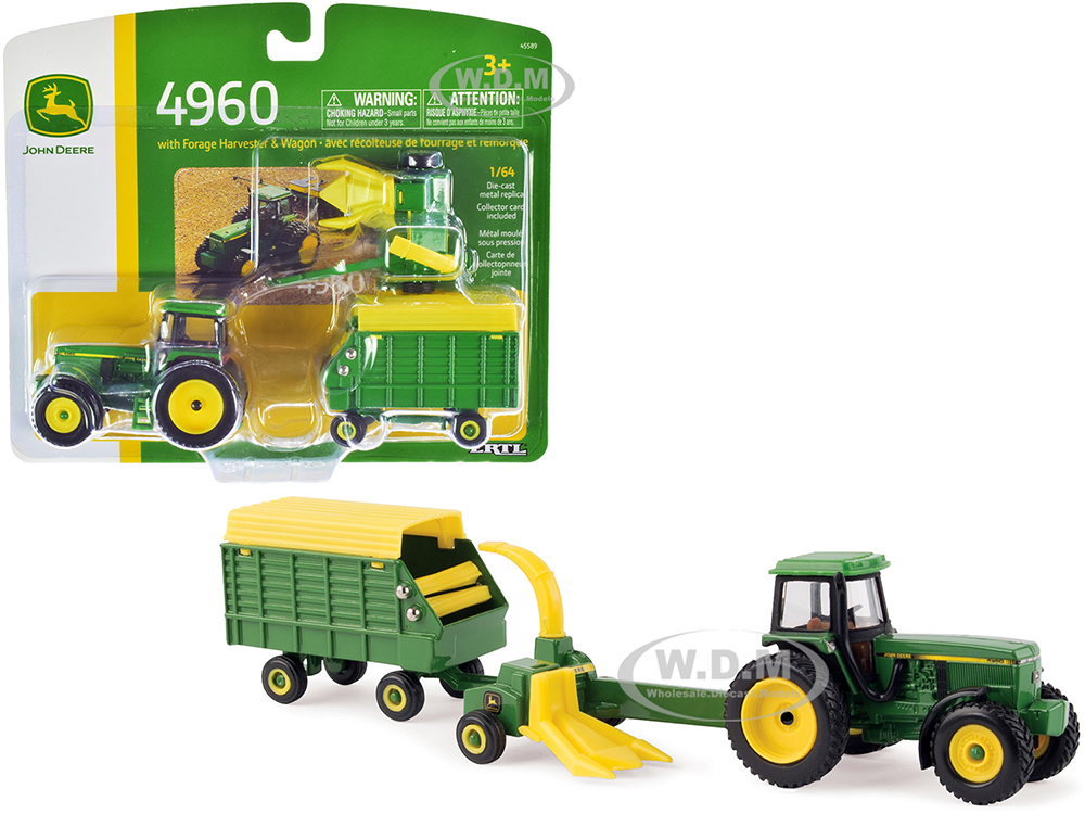 John Deere 4960 Tractor with Forage Harvester and Wagon 1/64 Diecast Models by ERTL TOMY