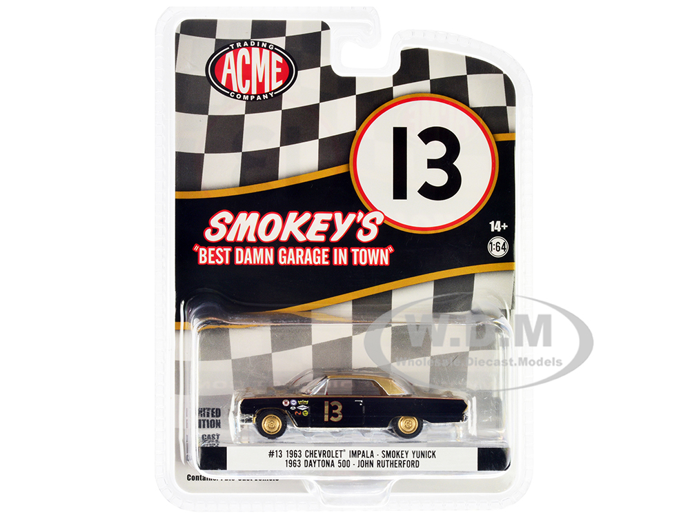 1963 Chevrolet Impala 13 Johnny Rutherford "Smokey Yunicks Garage" "Daytona 500" (1963) 1/64 Diecast Model Car by Greenlight for ACME