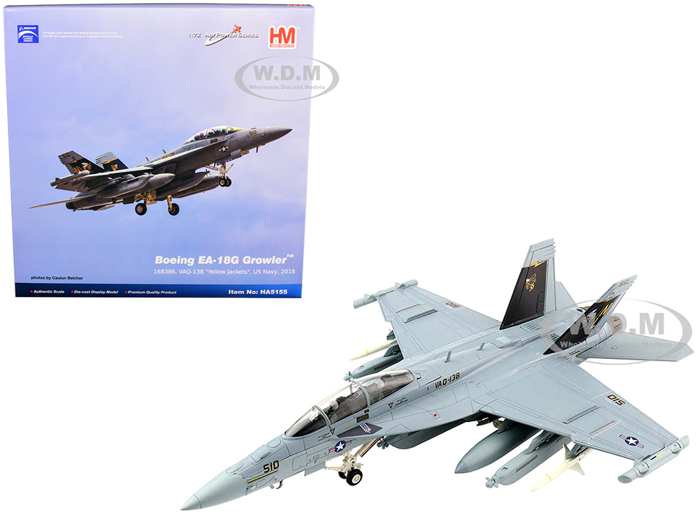 Boeing EA-18G Growler Aircraft Yellow Jackets VAQ-138 US Navy (2018) Air Power Series 1/72 Diecast Model by Hobby Master