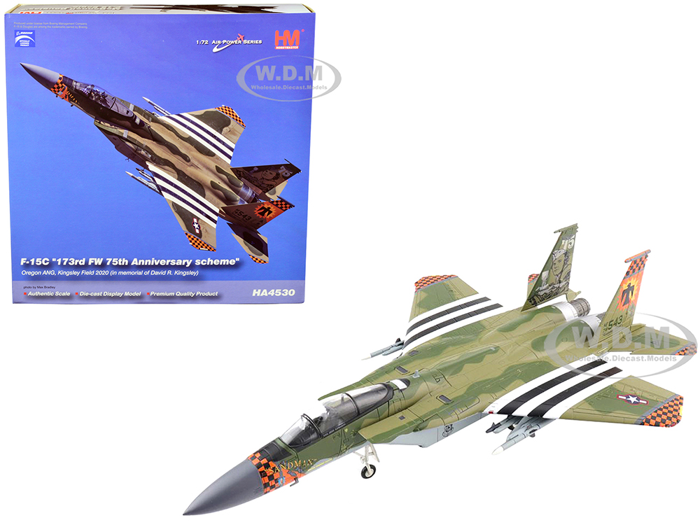 McDonnell Douglas F-15C Eagle Fighter Aircraft 173rd FW 75th Anniversary scheme Oregon ANG Kingsley Field (2020) Air Power Series 1/72 Diecast Model by Hobby Master