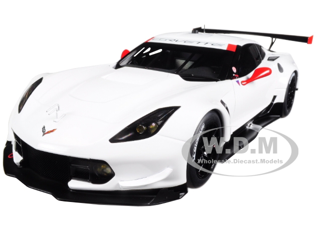 Chevrolet Corvette C7 R Plain White Version with Red Accents 1/18 Model Car by Autoart