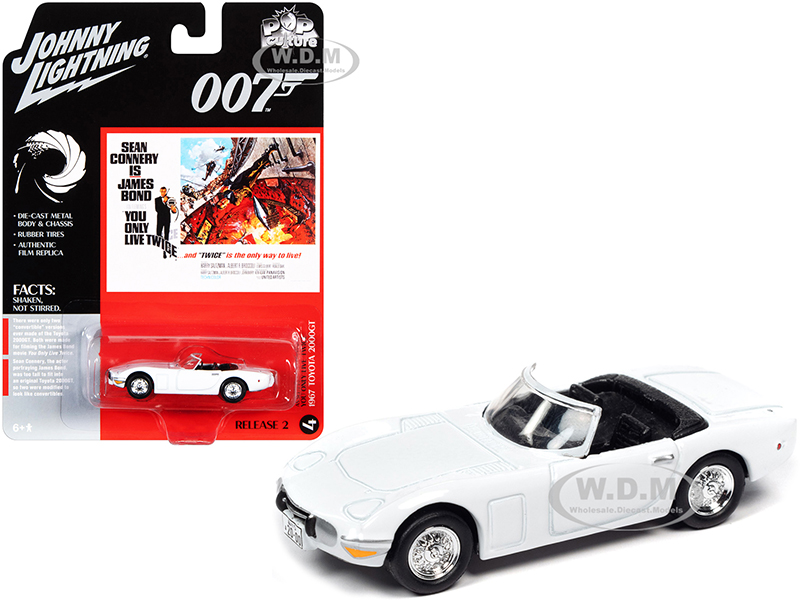 1967 Toyota 2000GT Convertible White (James Bond 007) You Only Live Twice (1967) Movie Pop Culture Series 1/64 Diecast Model Car by Johnny Lightning