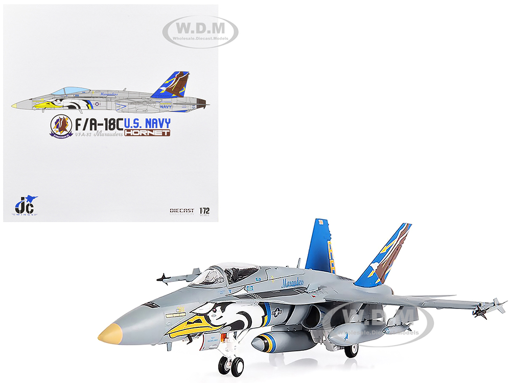 F/A-18C U.S. Navy Hornet Fighter Aircraft "VFA-82 Marauders" with Display Stand Limited Edition to 600 pieces Worldwide 1/72 Diecast Model by JC Wing