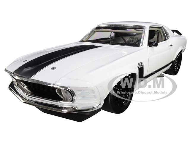 1970 Ford Boss 302 Mustang Street Version White With Black Stripes Limited Edition To 354 Pieces Worldwide 1/18 Diecast Model Car By Acme