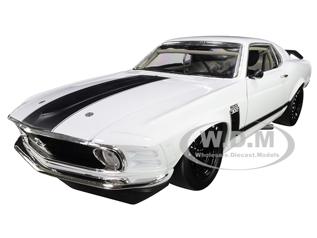 Image of 1970 Ford Boss 302 Mustang Street Version White with Black Stripes Limited Edition to 354 pieces Worldwide 1/18 Diecast Model Car by ACME