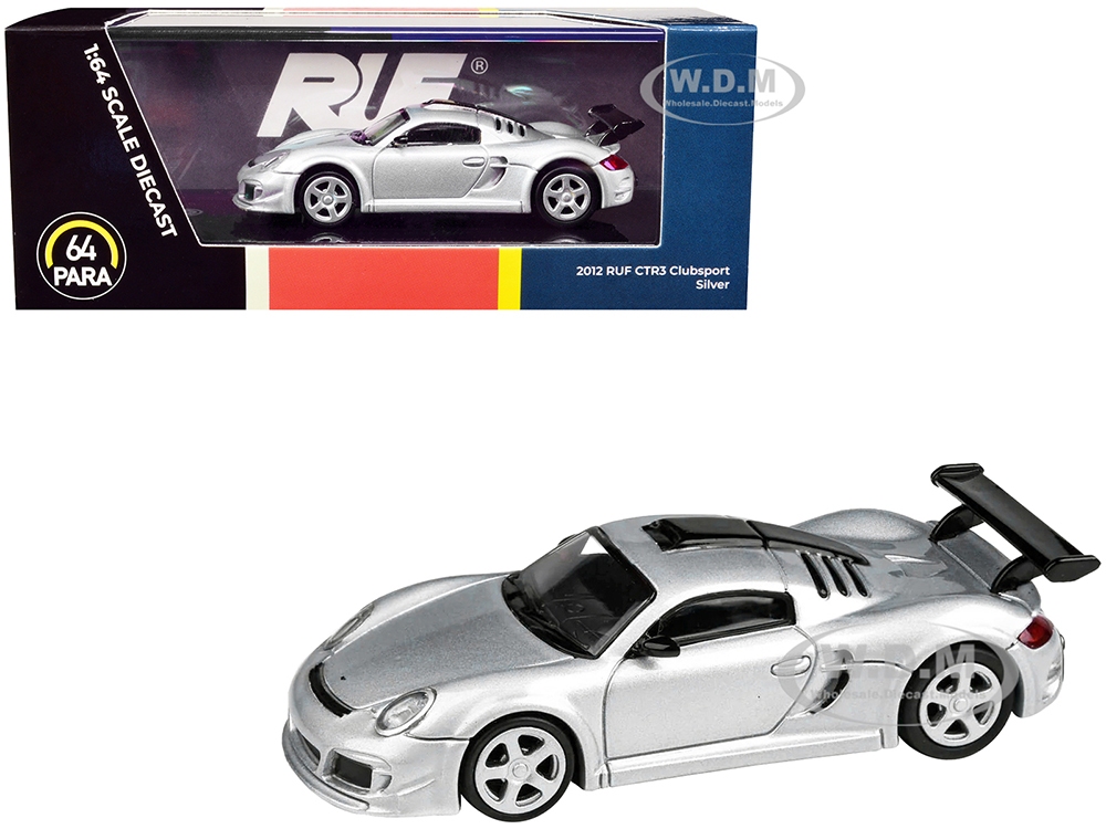 2012 RUF CTR3 Clubsport Silver Metallic 1/64 Diecast Model Car by Paragon Models