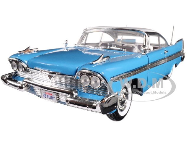 1958 Plymouth Fury Blue With White Top "timeless Classics" 1/18 Diecast Model Car By Motormax