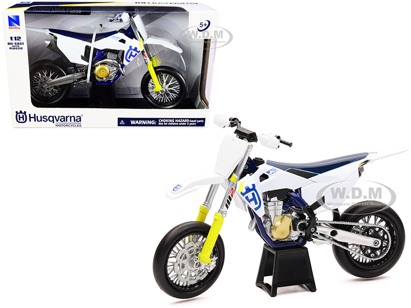 Husqvarna FS450 White and Blue 1/12 Diecast Motorcycle Model by New Ray