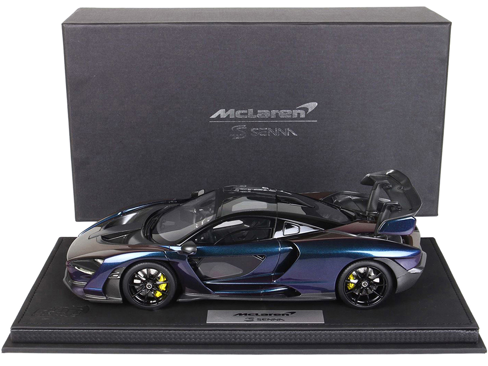 2019 McLaren Senna Chameleon Metallic with Carbon Accents with DISPLAY CASE Limited Edition to 140 pieces Worldwide 1/18 Model Car by BBR