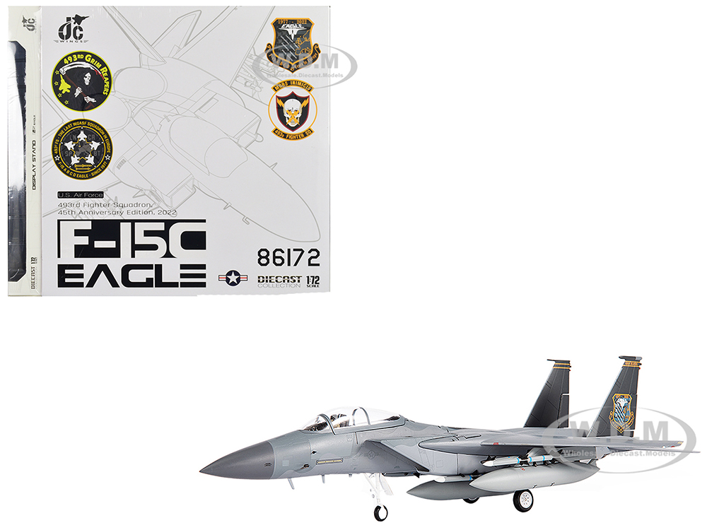 McDonnell Douglas F-15C Eagle Fighter Aircraft 493rd Fighter Squadron Grim Reapers 45th Anniversary Edition (2022) United States Air Force 1/72 Diecast Model by JC Wings