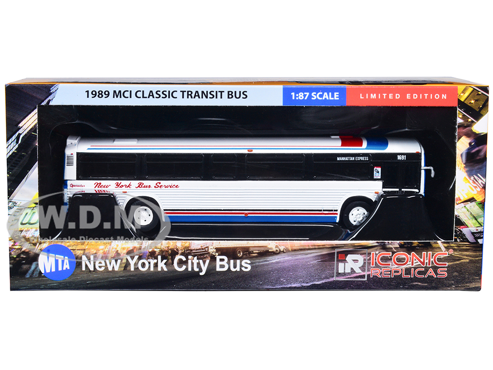 1989 MCI Classic Transit Bus New York Bus Service Manhattan Express MTA New York City Bus Series 1/87 Diecast Model by Iconic Replicas