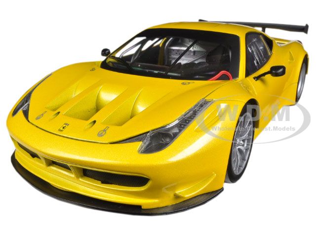 Ferrari 458 Italia Gt2 Yellow 1/18 Diecast Car Model By Hotwheels