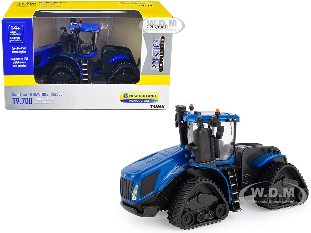New Holland T9.700 SmartTrax II Tractor with Tracks Blue with PLM Intelligence 1/64 Diecast Model by ERTL TOMY