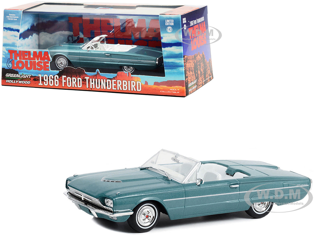 1966 Ford Thunderbird Convertible Light Blue Metallic With White Interior Thelma & Louise (1991) Movie Hollywood Series 1/43 Diecast Model Ca