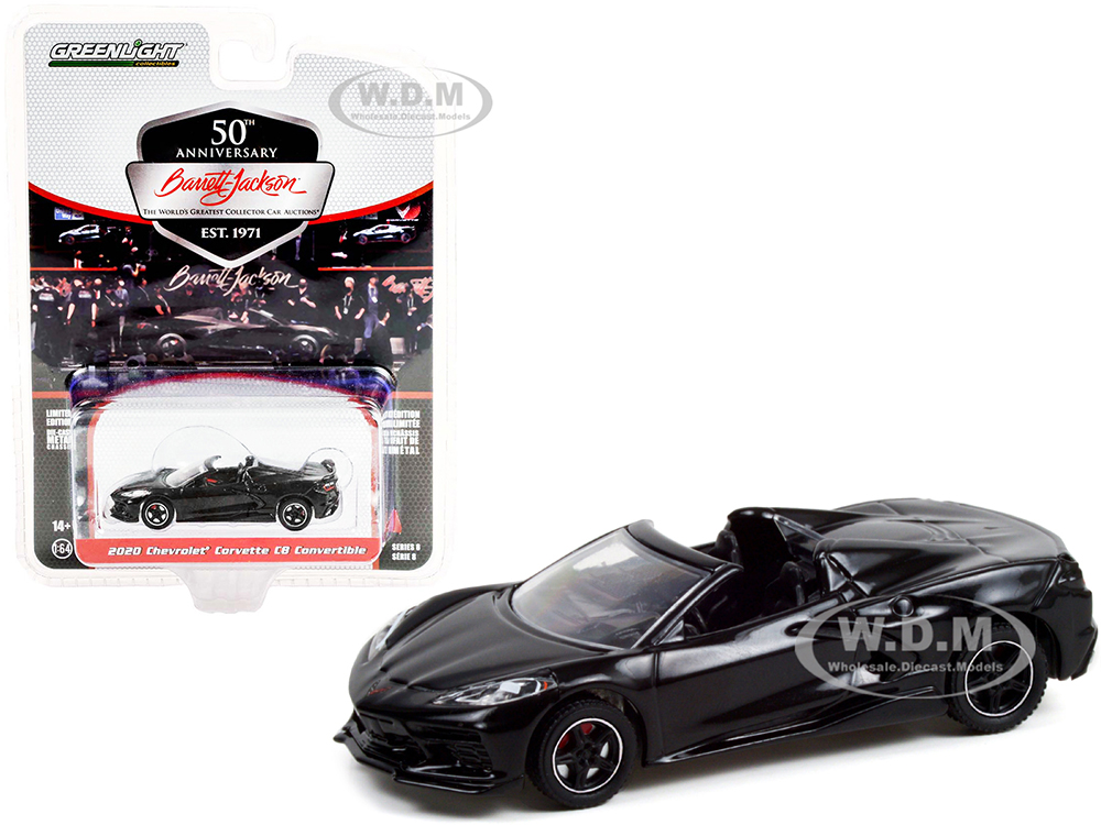 2020 Chevrolet Corvette C8 Stingray Convertible Black (Lot 3003) Barrett Jackson "Scottsdale Edition" Series 8 1/64 Diecast Model Car by Greenlight