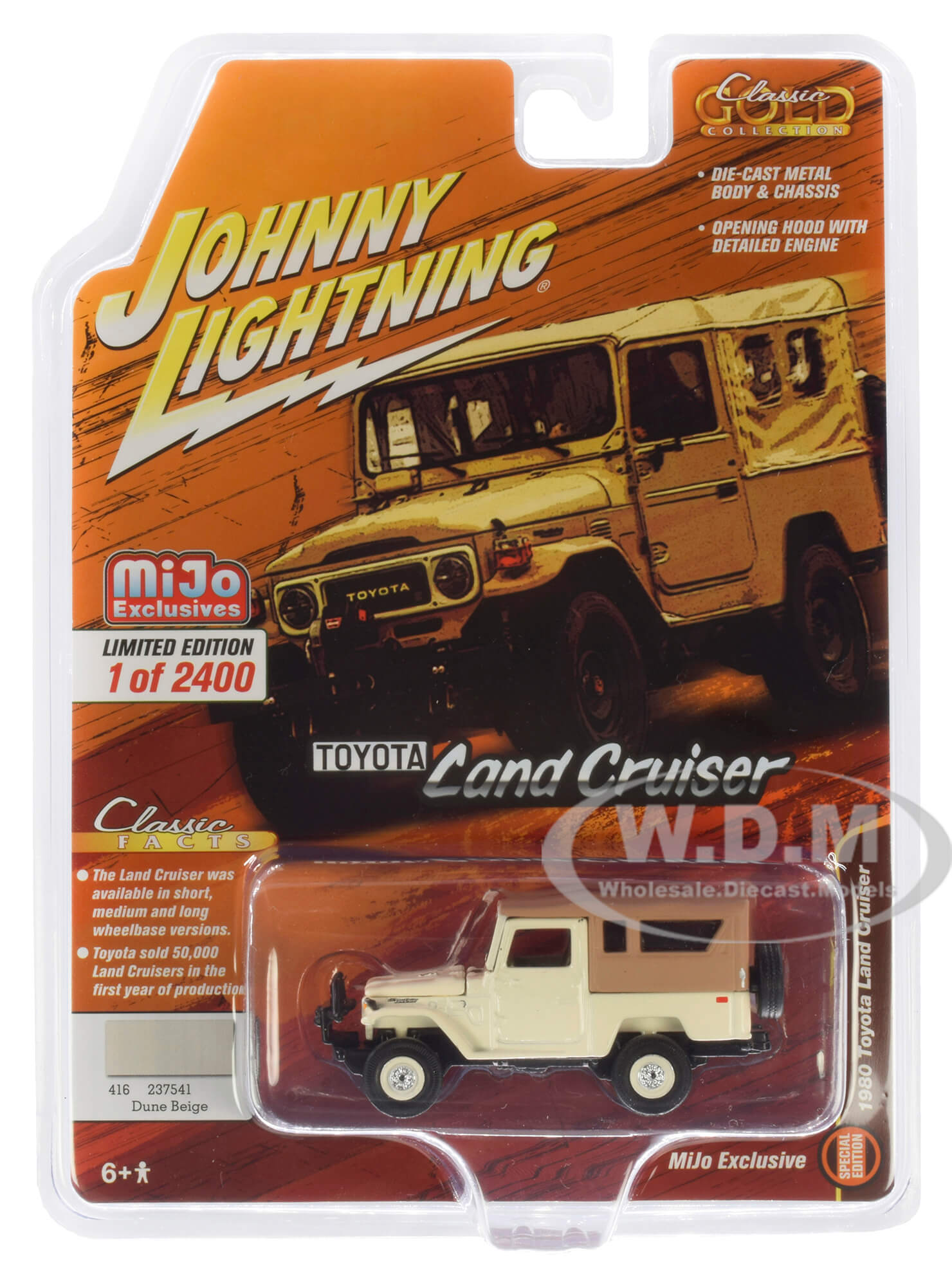 Image of 1980 Toyota Land Cruiser Dune Beige with Brown Top Limited Edition to 2400 pieces Worldwide 1/64 Diecast Model Car by Johnny Lightning