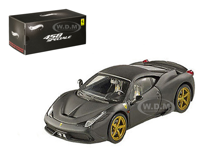 Image of Ferrari 458 Italia Speciale Matt Black Elite Edition 1/43 Diecast Model Car by Hotwheels