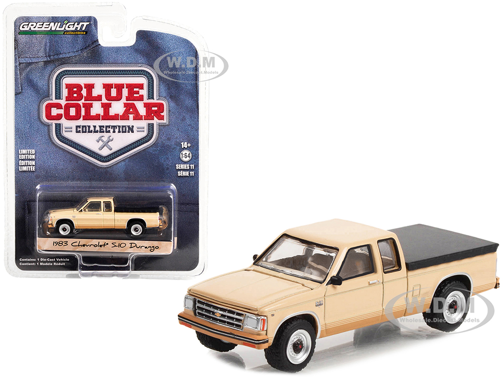 1983 Chevrolet S-10 Durango Pickup Truck Tan with Brown Stripes and Black Bed Cover "Blue Collar Collection" Series 11 1/64 Diecast Model Car by Gree