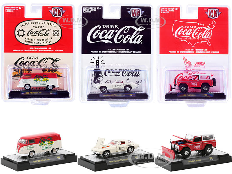 "Coca-Cola" Set of 3 pieces Limited Edition to 9600 pieces Worldwide 1/64 Diecast Model Cars by M2 Machines