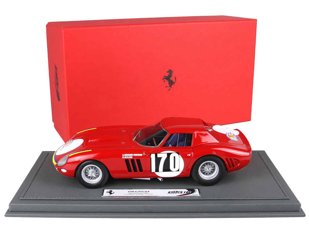 Ferrari 250 GTO #170 Annie Soisbault de Montaigu - Nicole Roure Tour de France Automobile (1964) with DISPLAY CASE Limited Edition to 200 pieces Worldwide 1/18 Model Car by BBR