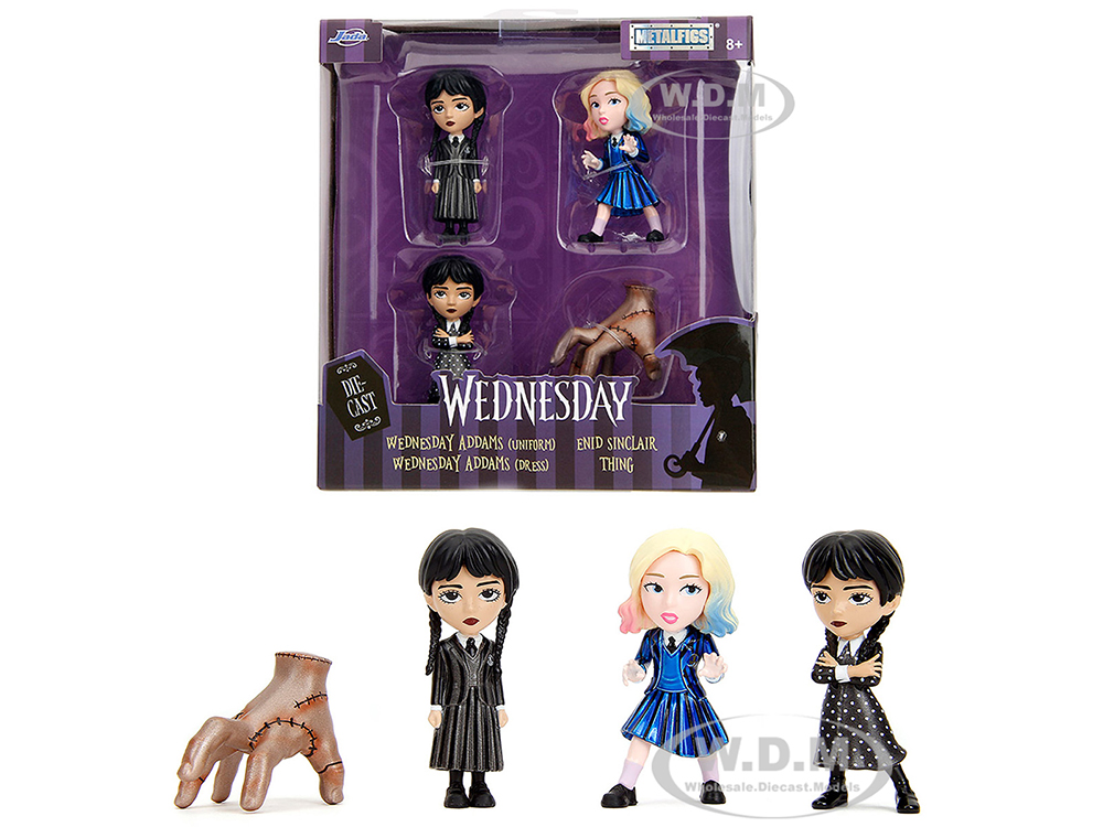 Set of 4 Diecast Figures Wednesday (2022-Current) TV Series Metalfigs Series Diecast Models by Jada