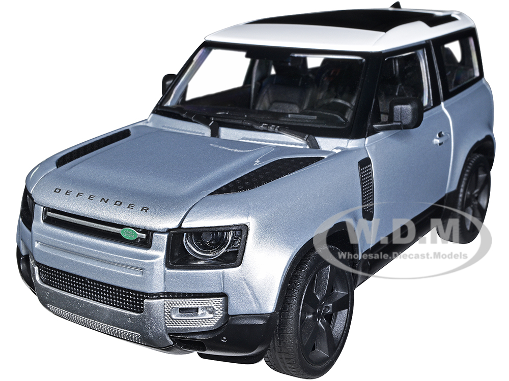 2020 Land Rover Defender Silver Metallic with White Top "NEX Models" 1/24 Diecast Model Car by Welly