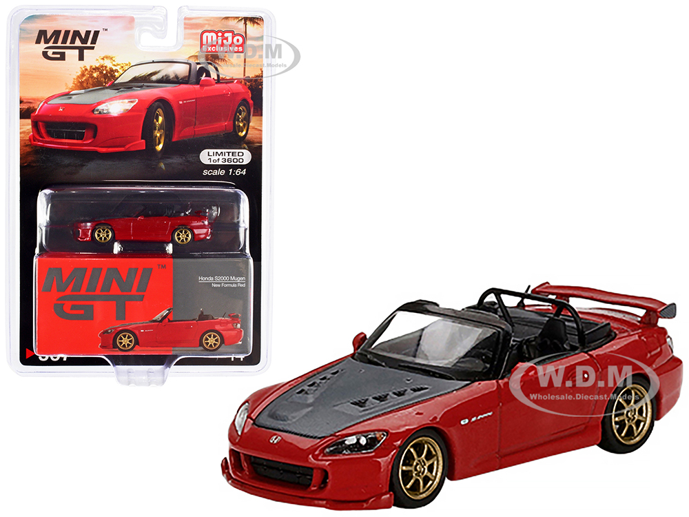Honda S2000 (AP2) Mugen Convertible New Formula Red with Carbon Hood Limited Edition to 3600 pieces Worldwide 1/64 Diecast Model Car by True Scale Mi