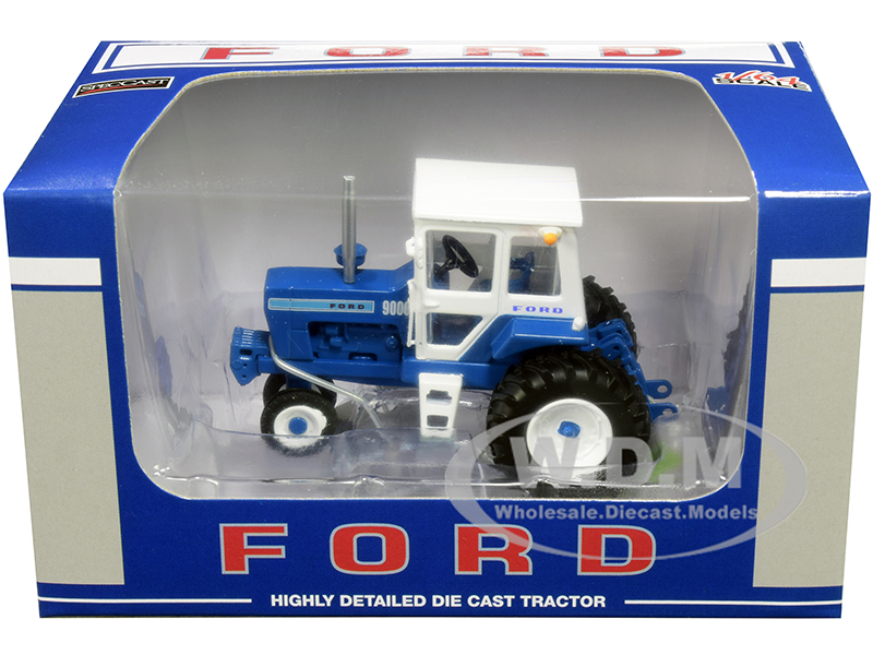 Image of Ford 9000 Narrow Front Tractor with Cab Blue and White 1/64 Diecast Model by SpecCast