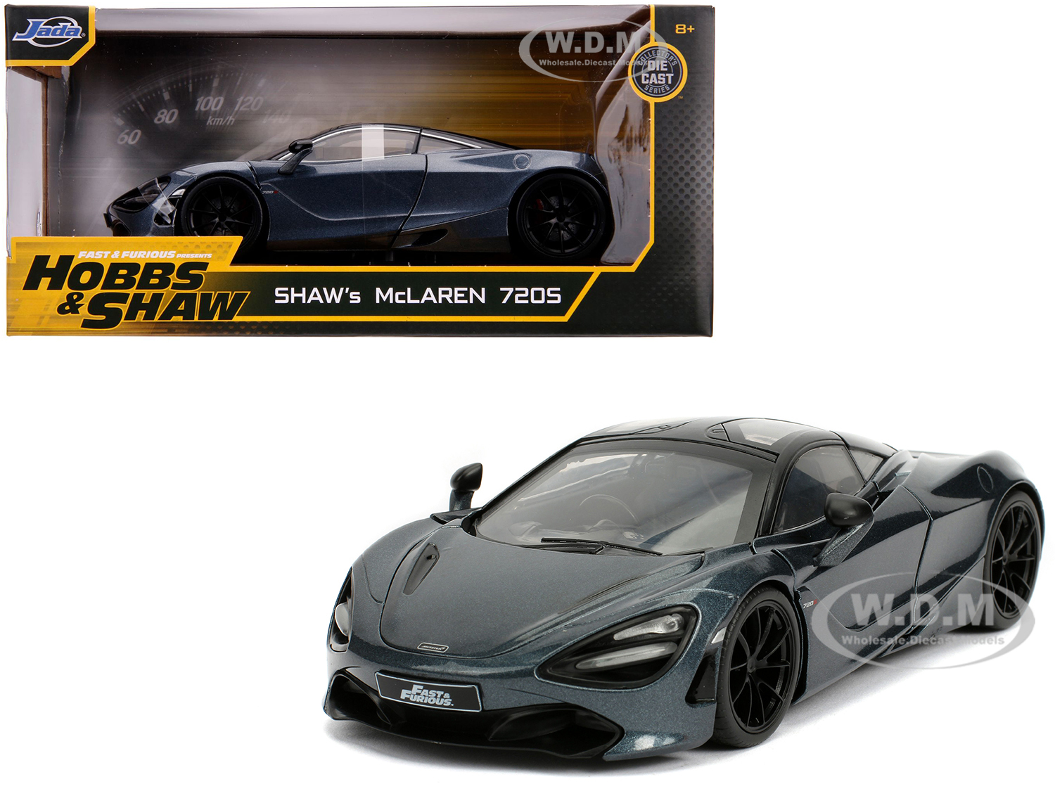 Shaws McLaren 720S RHD (Right Hand Drive) Metallic Gray "Fast &amp; Furious Presents Hobbs &amp; Shaw" (2019) Movie 1/24 Diecast Model Car by Jada