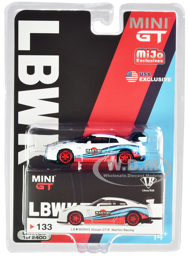 Image of Nissan GT-R (R35) Type 1 LB Works with Rear Wing "Martini Racing" Limited Edition to 2400 pieces Worldwide 1/64 Diecast Model Car by True Scale Minia