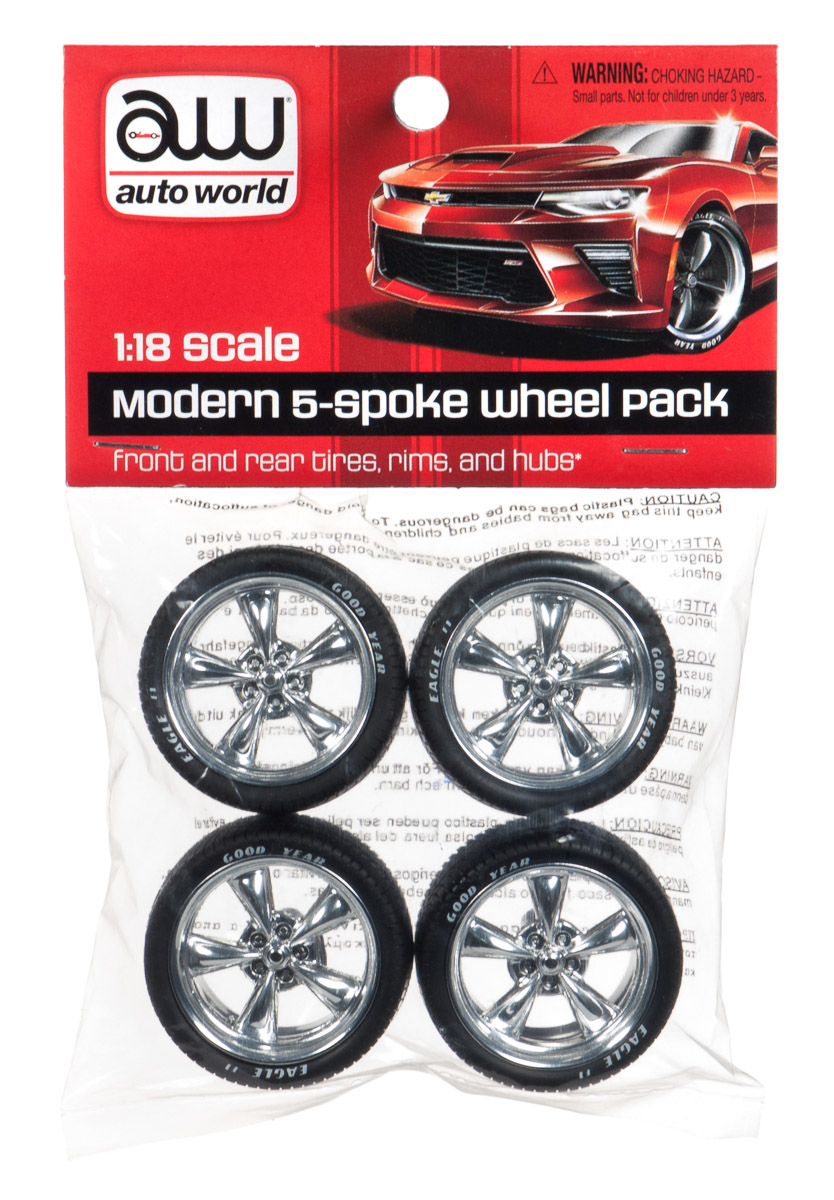 Modern 5 Spoke Wheel Pack Of 4 Pieces 1/18 By Autoworld