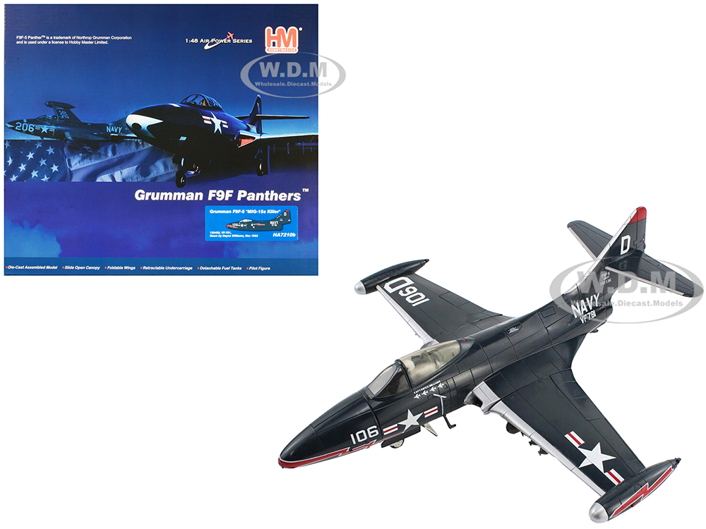 Grumman F9F-5 Panther Aircraft Mig-15s Killer VF-781 Royce Williams United States Navy Air Power Series 1/48 Diecast Model By Hobby Master