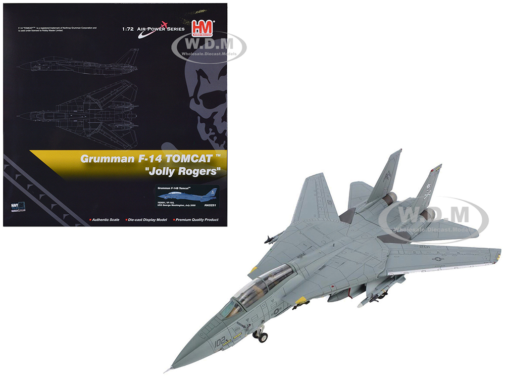 Grumman F-14B Tomcat Fighter Aircraft VF-103 Jolly Rogers USS George Washington (2000) United States Navy Air Power Series 1/72 Diecast Model by Hobby Master