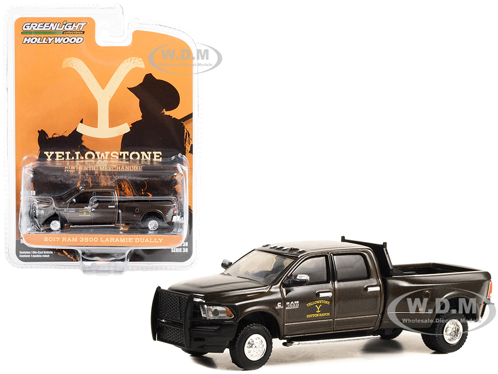 2017 Ram 3500 Laramie Dually Pickup Truck Brown Metallic John Dutton - Yellowstone Dutton Ranch Yellowstone (2018-Current) TV Series Hollywood Series Release 38 1/64 Diecast Model Car by Greenlight