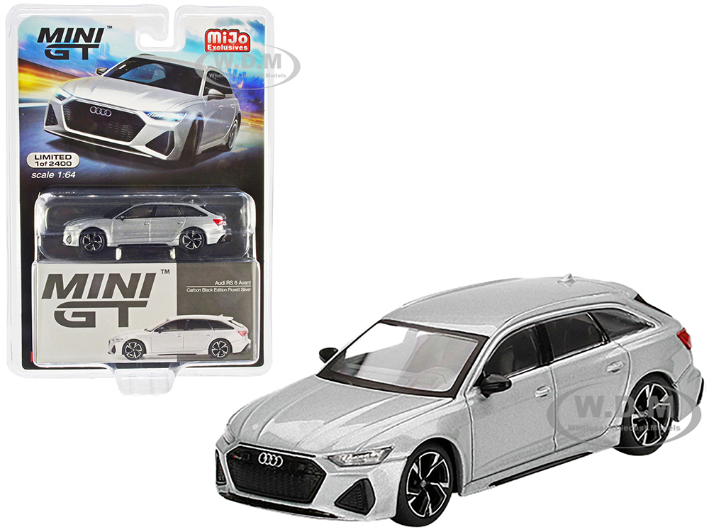 Audi RS 6 Avant Carbon Black Edition Florett Silver Metallic Limited Edition to 2400 pieces Worldwide 1/64 Diecast Model Car by True Scale Miniatures