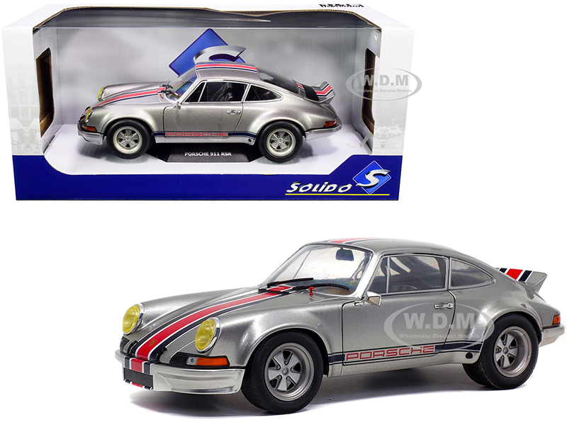 Image of Porsche 911 RSR Silver Metallic with Stripes "Backdating Outlaw" 1/18 Diecast Model Car by Solido