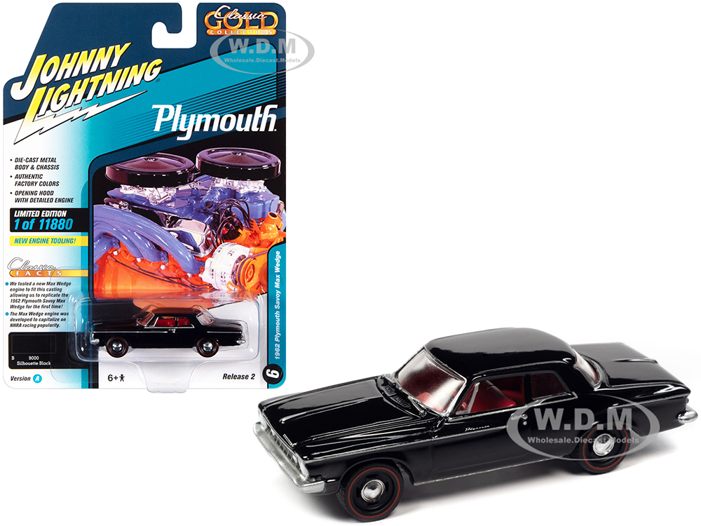 1962 Plymouth Savoy Max Wedge Silhouette Black with Red Interior "Classic Gold Collection" Series Limited Edition to 11880 pieces Worldwide 1/64 Diec