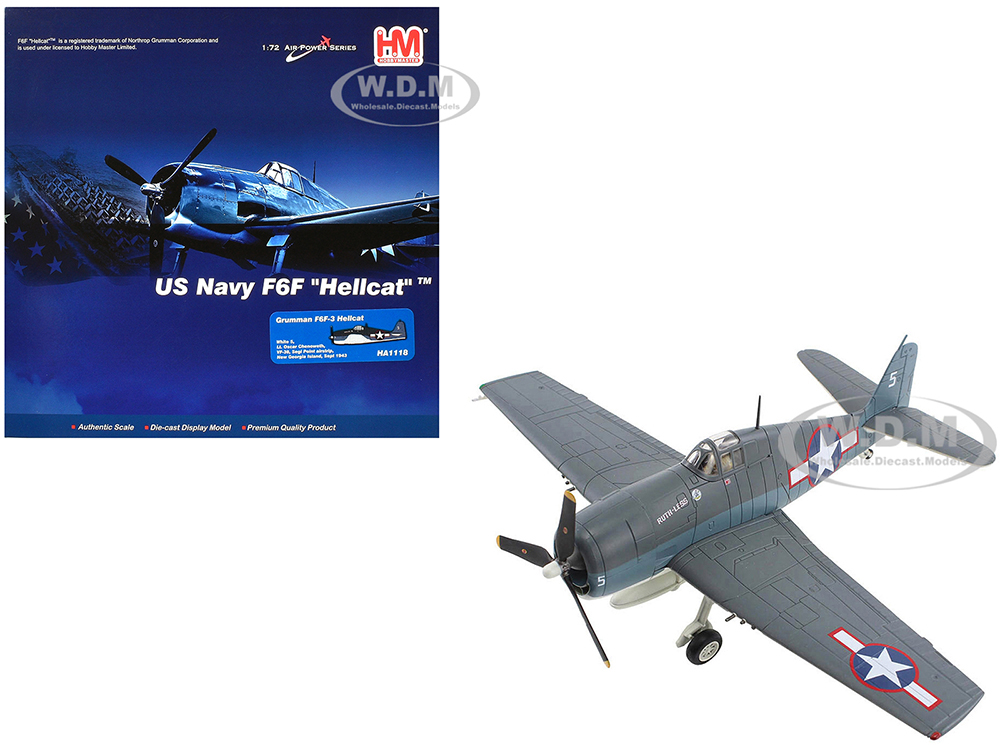 Grumman F6F-3 Hellcat Fighter Aircraft Ruth-Less Lt. Oscar Chenoweth VF-38 Segi Point Airstrip New Georgia Island (1943) United States Navy Air Power Series 1/72 Diecast Model by Hobby Master