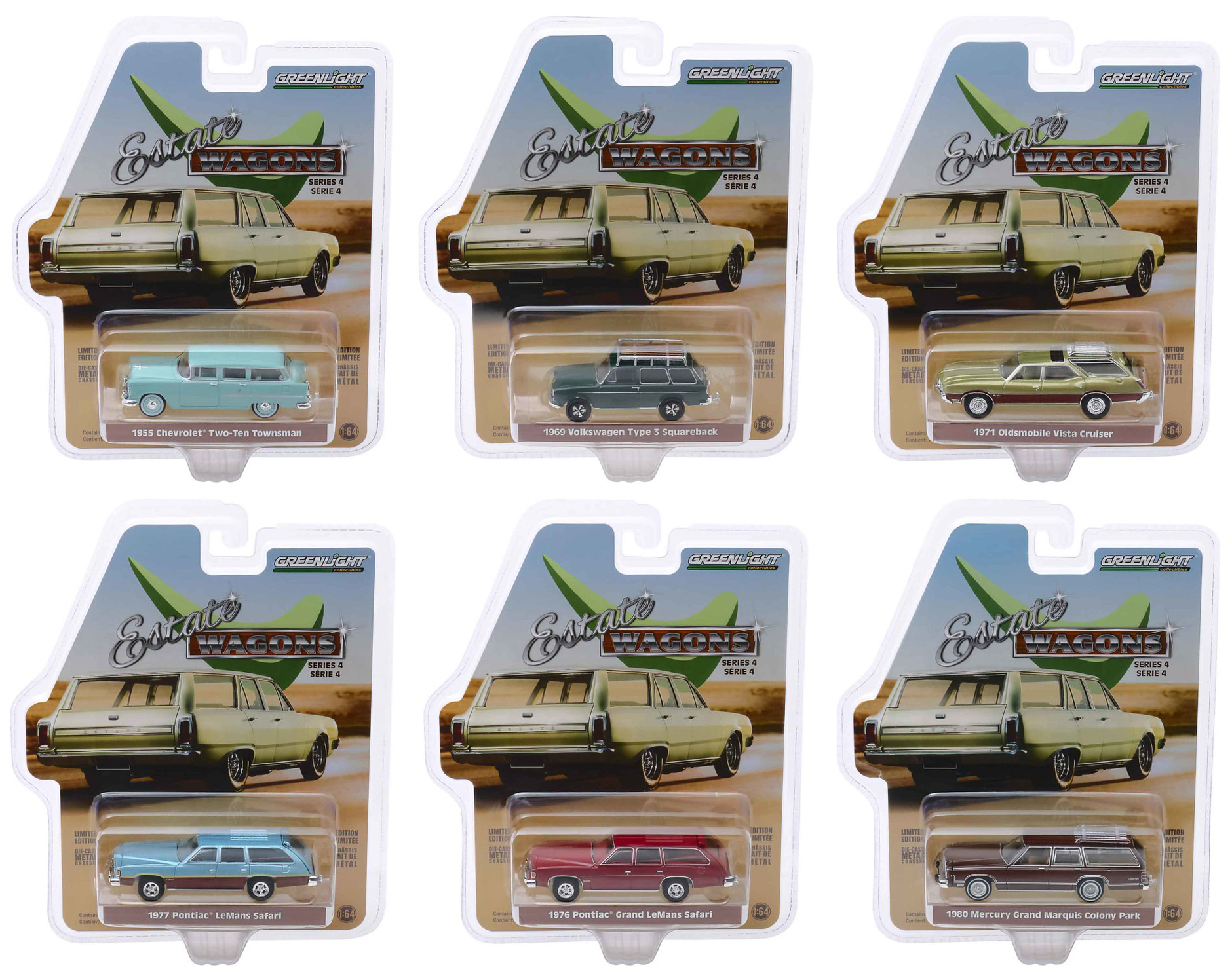 "Estate Wagons" Series 4 6 piece Set 1/64 Diecast Model Cars by Greenlight
