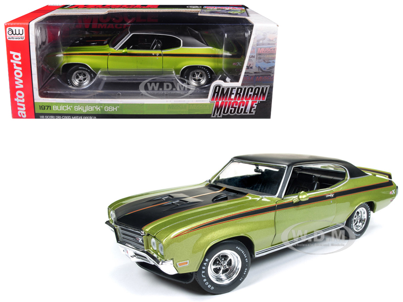 Image of 1971 Buick Skylark GSX Limemist Green with Black Hardtop and Black Stripes "Hemmings Muscle Machines" Magazine Limited Edition to 702 pieces Worldwid